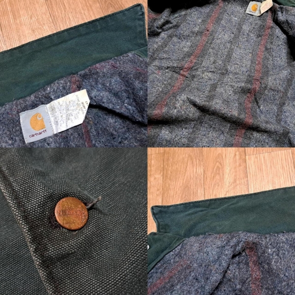 Vintage Carhartt Chore Jacket Blanket Lined Dark Teal Size Large - Picture 6 of 10
